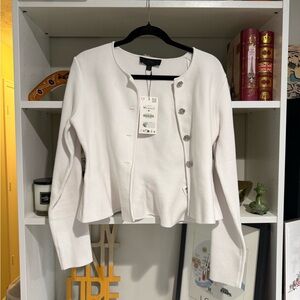 Nwt Unique Zara White Button-Up Cardigan